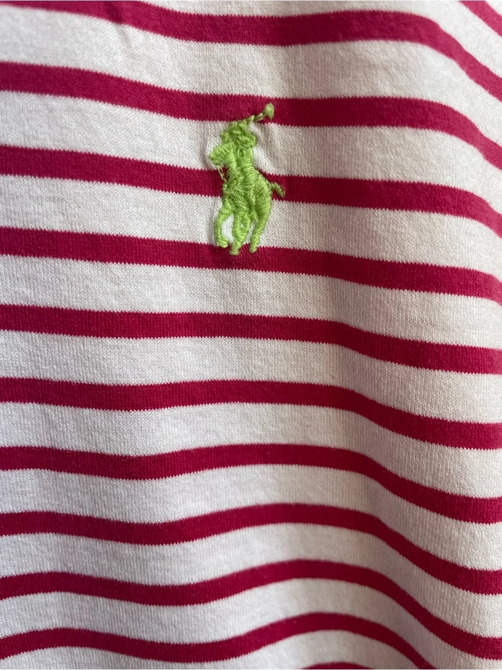 Polo by Ralph Lauren Pink/White Striped shirt w/ green embroidery Men’s Large
